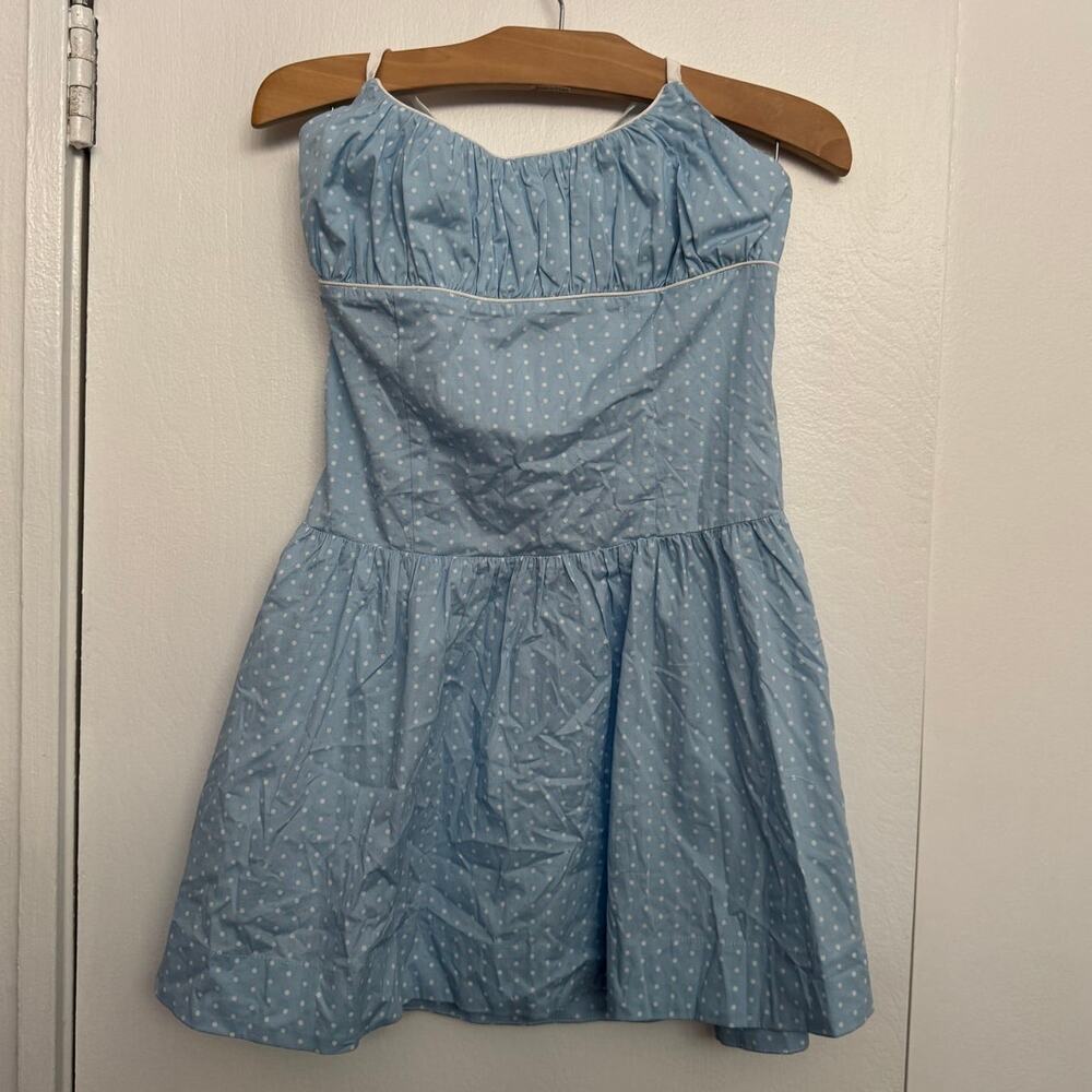 NWT Frankies Bikinis Robin Polka Dot Mini Dress in Raindrop Size Medium - Picture 3 of 6